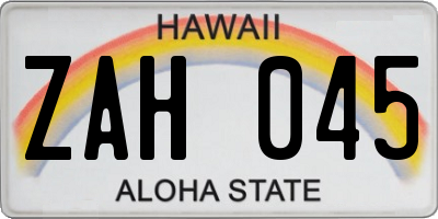 HI license plate ZAH045