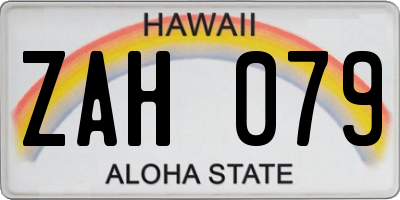HI license plate ZAH079