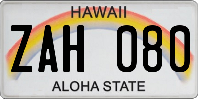 HI license plate ZAH080