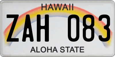 HI license plate ZAH083
