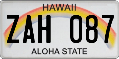 HI license plate ZAH087