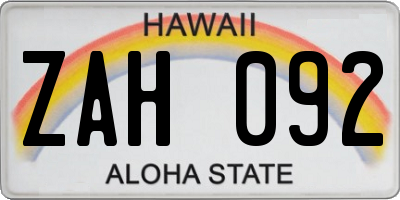 HI license plate ZAH092
