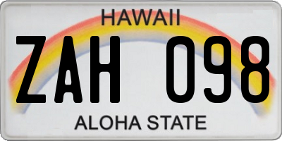 HI license plate ZAH098