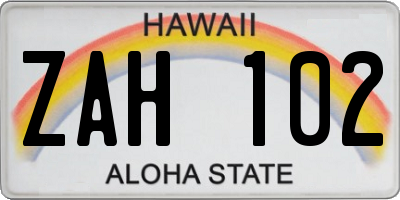 HI license plate ZAH102