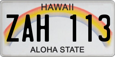 HI license plate ZAH113