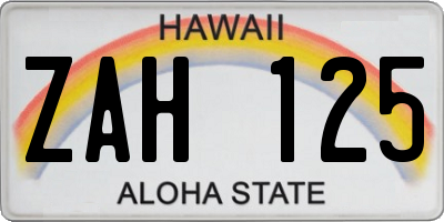 HI license plate ZAH125