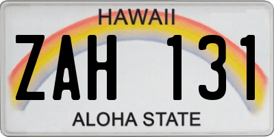 HI license plate ZAH131