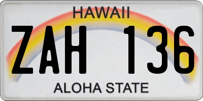 HI license plate ZAH136