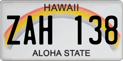HI license plate ZAH138