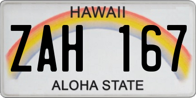 HI license plate ZAH167
