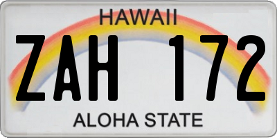 HI license plate ZAH172