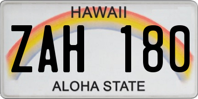 HI license plate ZAH180
