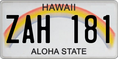 HI license plate ZAH181