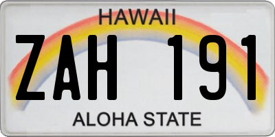 HI license plate ZAH191