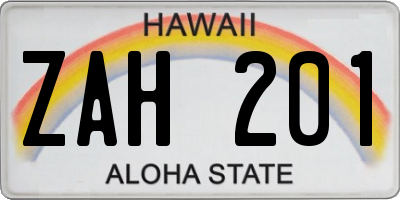 HI license plate ZAH201