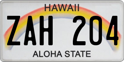HI license plate ZAH204