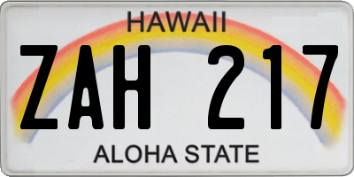 HI license plate ZAH217