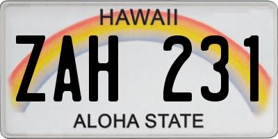 HI license plate ZAH231