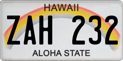 HI license plate ZAH232