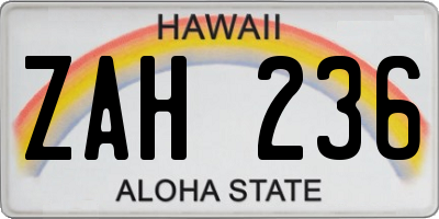 HI license plate ZAH236