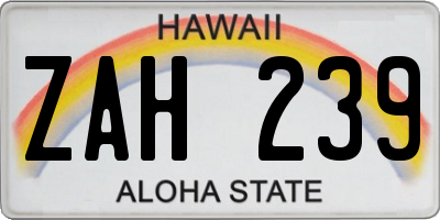 HI license plate ZAH239