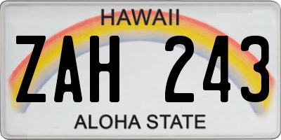 HI license plate ZAH243