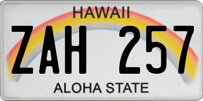 HI license plate ZAH257