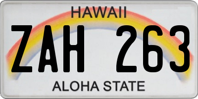 HI license plate ZAH263