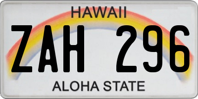 HI license plate ZAH296