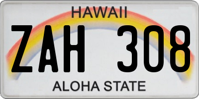 HI license plate ZAH308