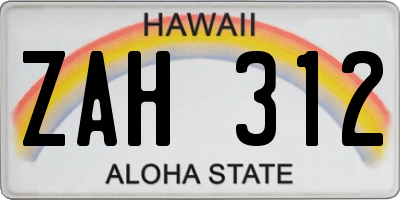 HI license plate ZAH312
