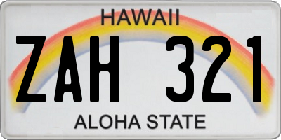 HI license plate ZAH321