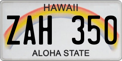 HI license plate ZAH350