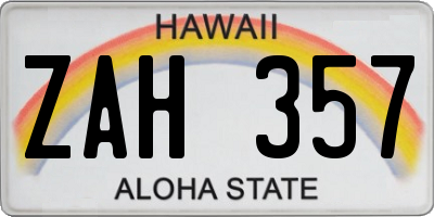 HI license plate ZAH357