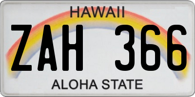 HI license plate ZAH366