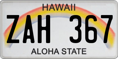 HI license plate ZAH367