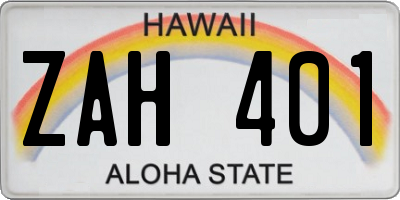 HI license plate ZAH401