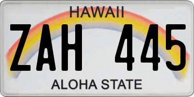HI license plate ZAH445