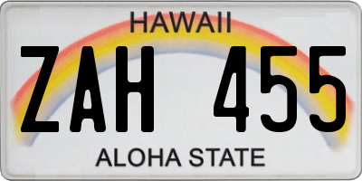 HI license plate ZAH455