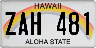 HI license plate ZAH481