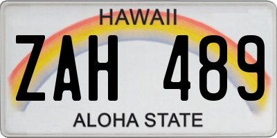 HI license plate ZAH489