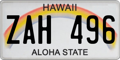 HI license plate ZAH496