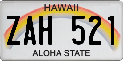 HI license plate ZAH521