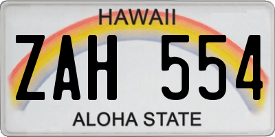 HI license plate ZAH554