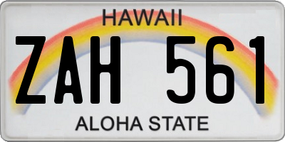 HI license plate ZAH561