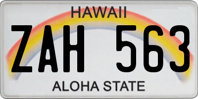 HI license plate ZAH563