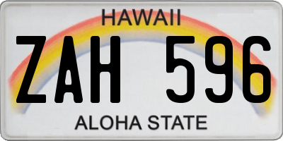 HI license plate ZAH596