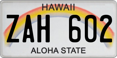 HI license plate ZAH602