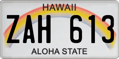 HI license plate ZAH613