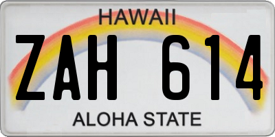 HI license plate ZAH614